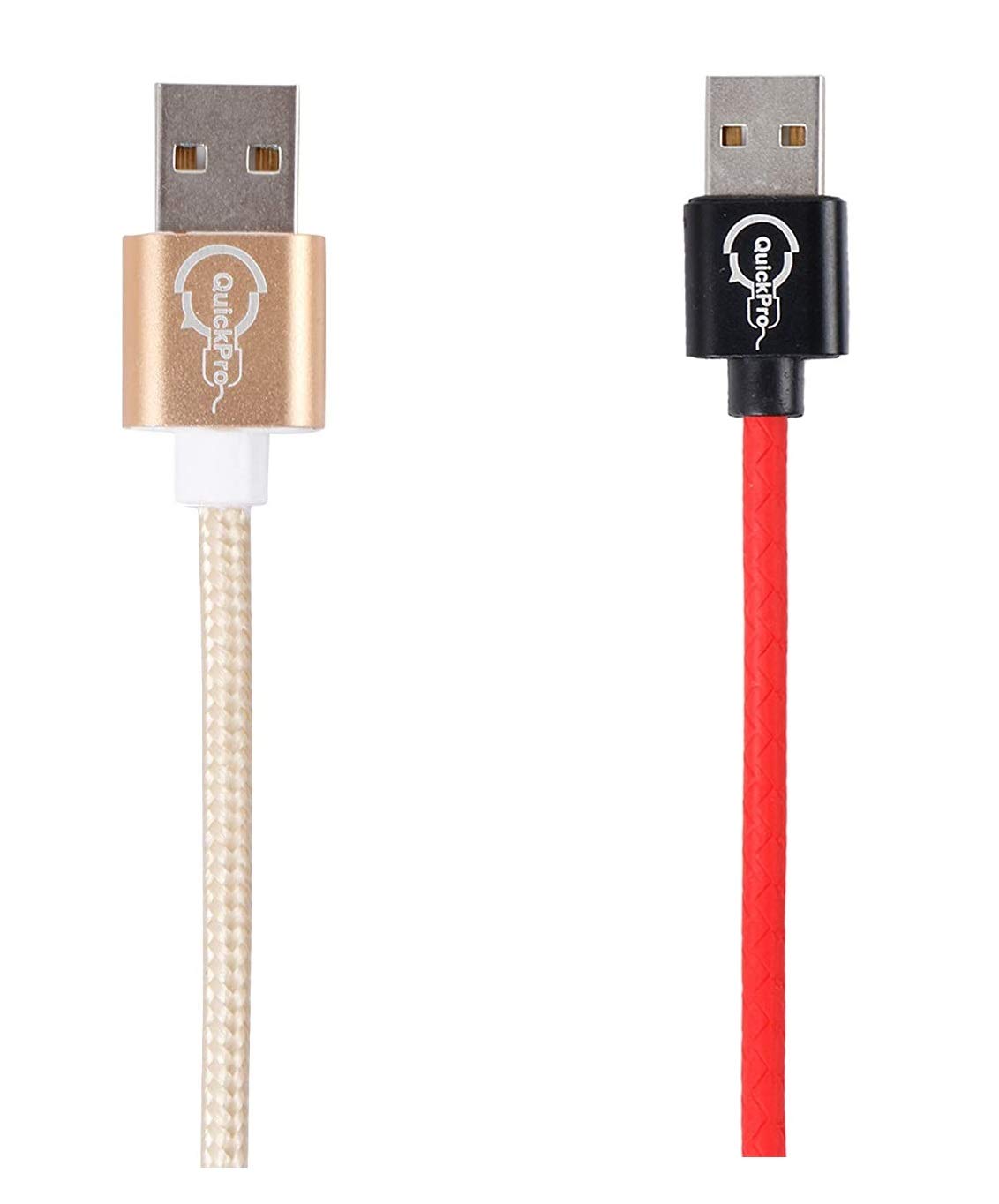 Quickpro™ USB Type C Unbreakable Cable Nylon Double Braided - Red and Golden color(5 feet/1.5 meter) Combo② (Golden-Red), Pack of 2