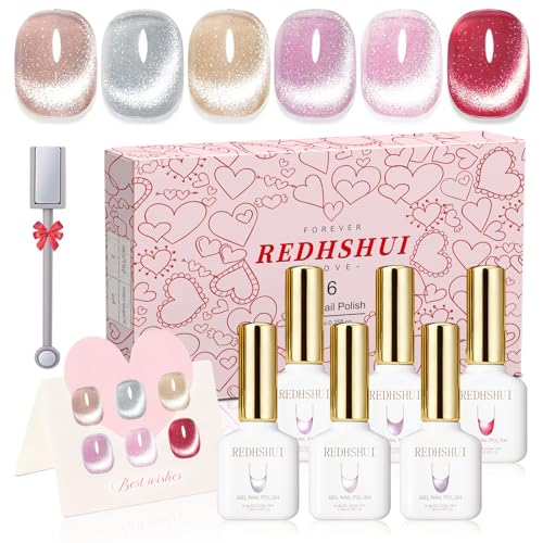 Set de 6 esmaltes de gel Cat Eye con brillo y magneto miniatura 1