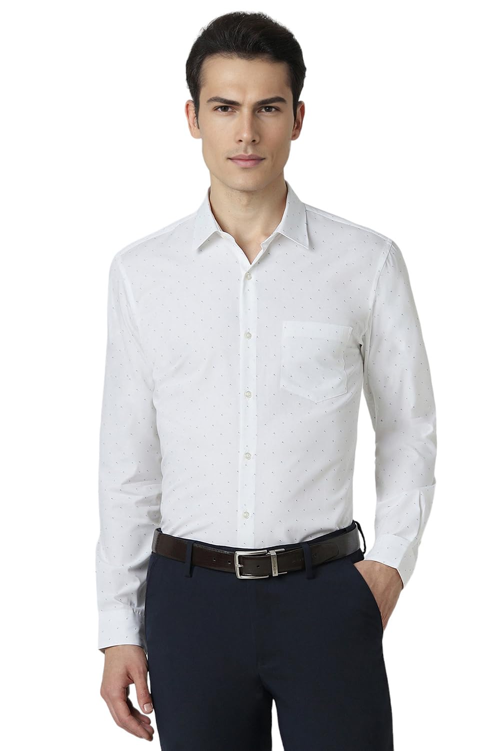 Peter EnglandMen's Cotton Slim Fit Ditsy Printed Full Sleeve Shirt