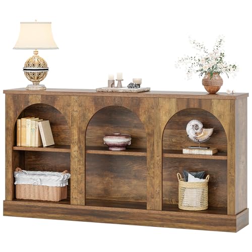 Tribesigns コンソールテーブル 玄関テーブル 3段収納 木製 長方形 ソファテーブル ソファの後ろ 玄関 廊下 リビング 奥行き30 x 幅160 x 高さ80cm ブラウン