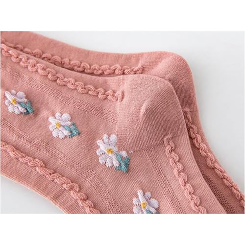 Women Cute Floral Socks Ruffle Frilly Dainty Flower Lace Calf Dress Sock for Girls 5 Pairs4