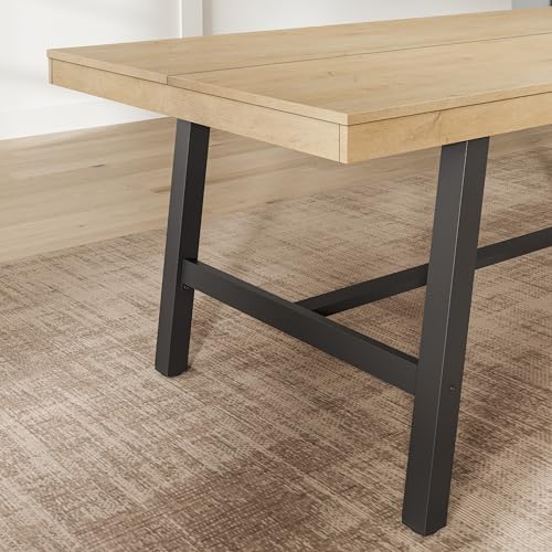 Image of GarveeHome Industrial Dining Table for 6-8 People, 78.7 inch Long Large Kitchen Table with Sturdy Metal Frame, Rectangular Counter for Dinner, Kitchen, Dining Room (Natural, 79 inch Non-extendable)