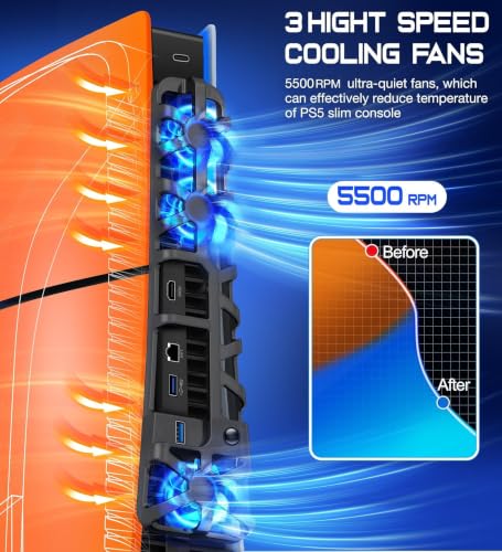 Image of OIVO INDIA Silent Cooling Fan with 3 Speed Levels & LED, USB 3.0 External Cooler Compatible with PlayStation 5 Slim Disc & Digital Console, Efficient Cooling System for Gaming Console (Black)