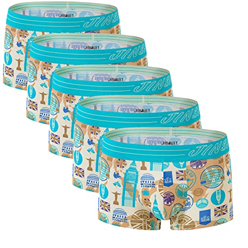 JINSHI Men's Underpants 5 Pack Stretch Boxer Briefs for Men Pack Short Leg Underwear Breathable