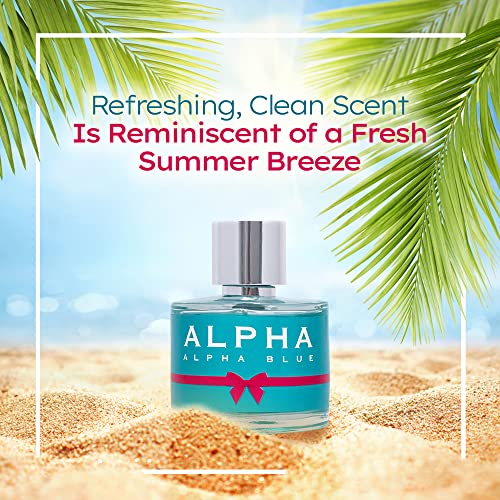 Alpha Blue For Women - 3.4 Fl Oz Oz Eau De Parfum Spray - Long Lasting Fruity & Floral Fragrance Smell Fresh & Feminine All Day Includes Novoglow Carrying Pouch Gift For Women For All Occasions #TOP5