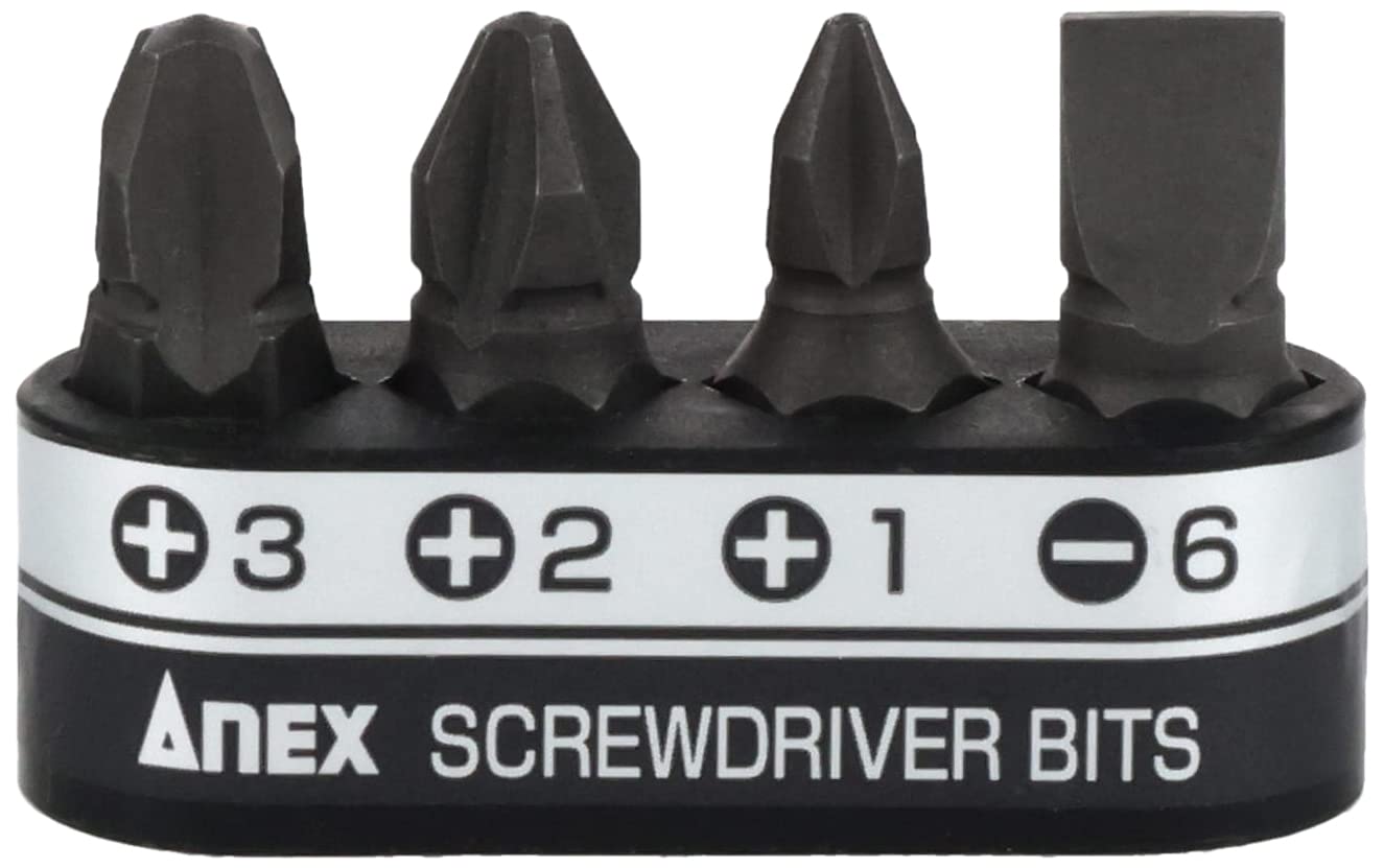 Amazon.co.jp: アネックス(ANEX) 超短ビット プラス・マイナス ホルダー付 4本組(+1/+2/+3/-6) AK-51P-B4 :  DIY・工具・ガーデン