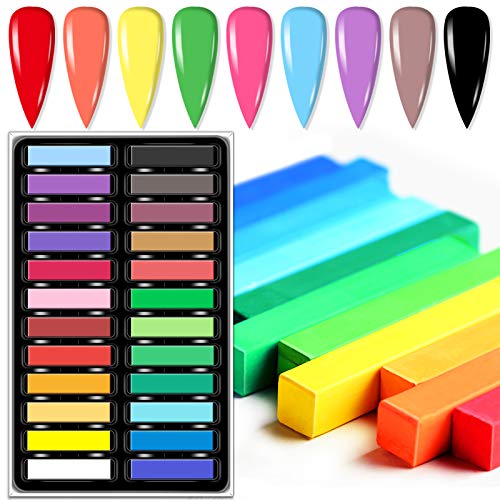 Saviland Soft Pastels Nail Chalks for Acrylic Powder - Colorful Non-Toxic Square Nail Chalks, Professional Acrylic Chalks Pastels for Acrylic Nails 24 Assorted Colors DIY Colored Acrylic Nail Powder