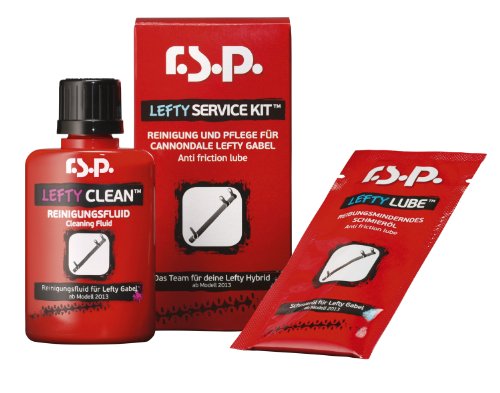 Kit di manutenzione Lefty è stato appositamente sviluppato da R.S.P; in colabroación con Cannondale per pulire e proteggere la forcella