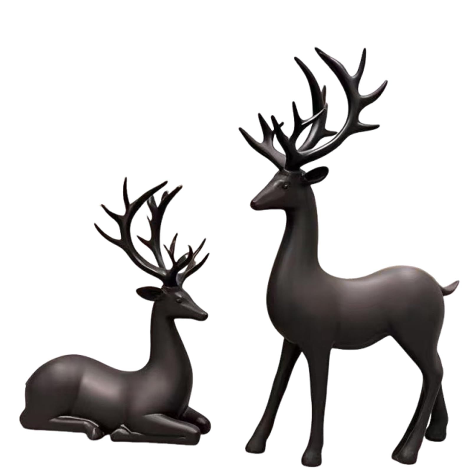 QUILSTM Contemporary Deer Ornaments Set 2pcs Reindeer Figurines For Christmas Day Delights 2pcs Reindeer Christmas Decor Modern Aesthetics Reindeers Figurines, BLACK