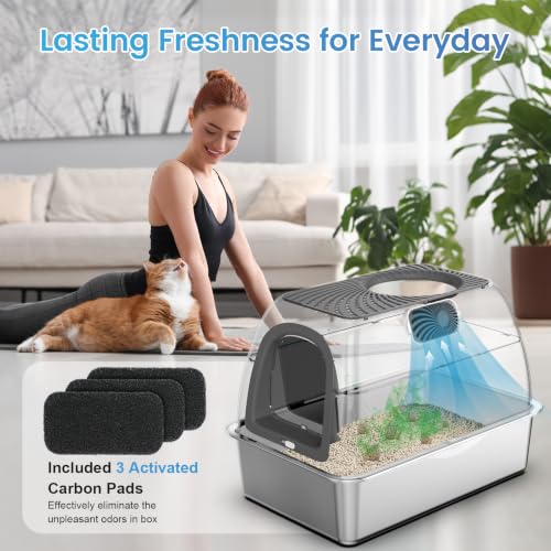 Image of SuzziPaws Stainless Steel Litter Box Top-Entry Dog-Proof for Multi-Cats
