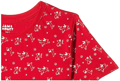 Image of Amazon Brand - Jam & Honey Boys 100% Cotton Printed Half Sleeves T-Shirt | Age 2-12 Years