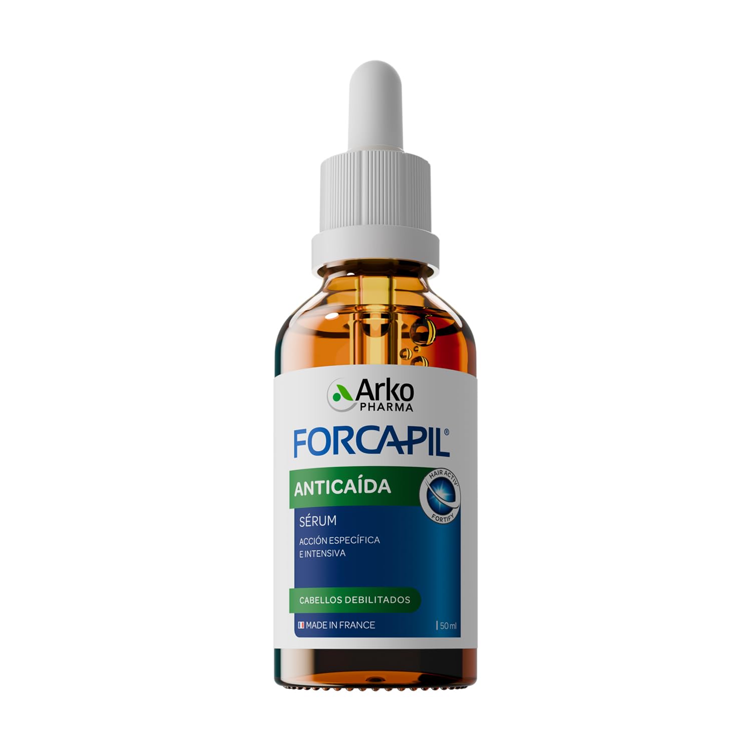 Arkopharma Forcapil Anti-Haarausfall-Serum, Intensivbehandlung zur Stärkung des Haars, hilft bei der Reduzierung von Haarausfall und stimuliert das Wachstum, erhöht Dichte und Ausdauer, klinisch