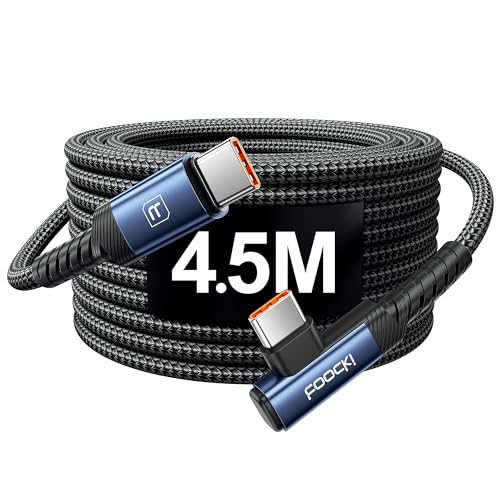 toocki Cable USB C a USB C de 60 W 4.5 M, PD 3.0 Cable Tipo C Carga Rápida 90 Grados para iPhone 17/iPhone 16 Pro max, Samsung Galaxy S24 S23 S22 Note 20,MacBook, Pixel, Azul