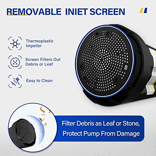 Image of Submersible Water Pump 1 /6 HP Sump Pump Thermoplastic Utility Pump Small Electric Water Pump 1750GPH Water Remove for Basement Hot Tubs Garden Pool Cover Draining with 10 ft Cord | Thermoplastic Utility Pump Electric Water Pump Water Remove for Basement Hot Tubs Garden Pool Cover Draining with 10 ft Cord
