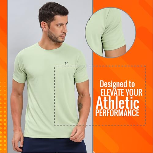 Image of TECHNOSPORT Men's Slim Fit Polyester Activewear Sports T-Shirt with Moisture-Wicking Comfort for Workout, Running & Gym