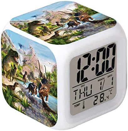 Cointone LED Alarm Clock Dinosaur Jurassic Design Creative Desk Table Clock Glowing Electronic Colorful Digital Clock for Unisex Adults Kids Toy Birthday Present