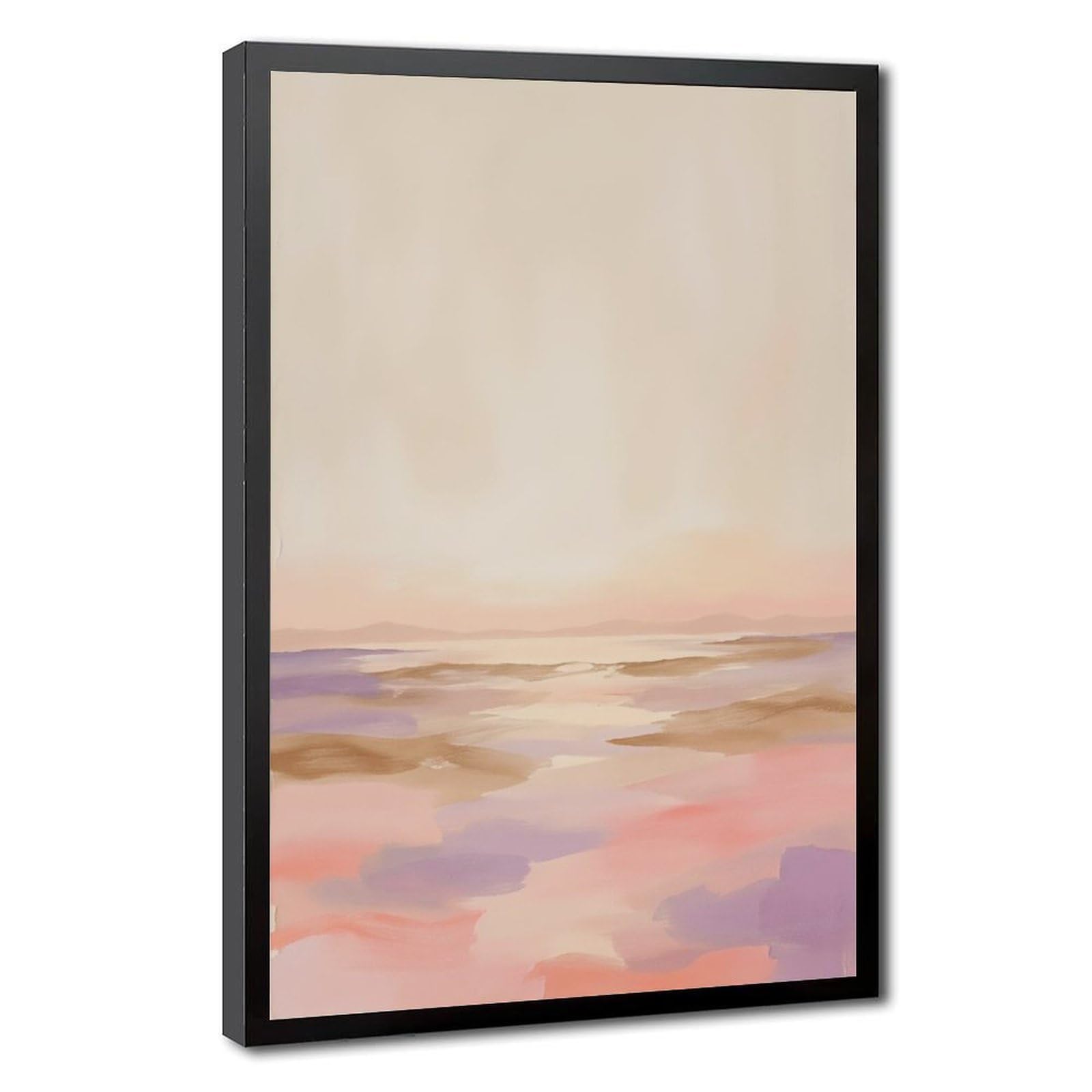 Zguols Blush Desert Abstract And Minimalist Poster 4 Canvas Poster Bedroom Decor Sports Landscape Office Room Decor Gift Black Frame 20" L X 30" W