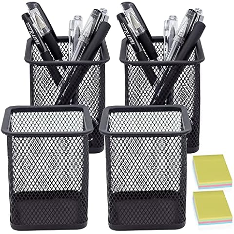 DARUITE Portalápices de Malla de Metal (4 Piezas - Cuadrado Negro) Cover