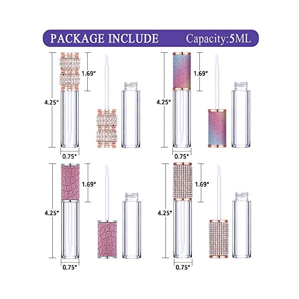 20-Pack-Diamond-Lip-Gloss-Tubes-with-Wand-5ml-Empty-Rhinestone-Lip-Gloss-Containers-Cute-Lipgloss-Bottles-Crystal-Lip-Gloss-Supplies-Kit-2pcs-Syringes-5pcs-Mylar-Bags-Labels-for-DIY-Lip-Gloss-Base AMORIX 20 Pack Diamond Lip Gloss Tubes with Wand 5ml Empty Rhinestone Cute Lipgloss Bottles/Containers Crystal Lip Gloss Supplies Kit + 2pcs Syringes + Labels for DIY Lip Gloss Base