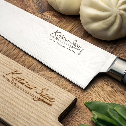 Katana Saya Pakkawood 24cm Yanagi Sashimi Knife, Japanese 67-Layer VG-10 Damascus Stainless Steel, Black Pakkawood Handle, Kitchen Knife - Image 5