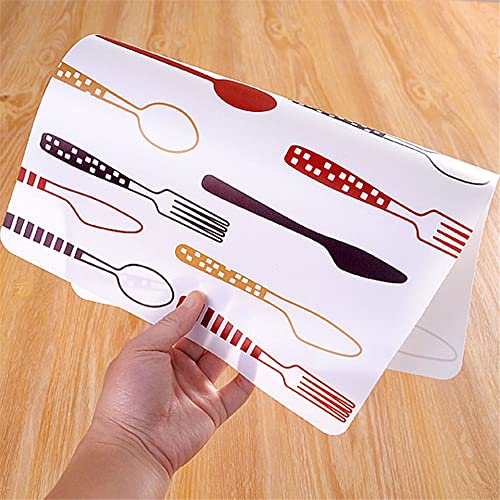 Image of 8 Pieces PVC Table Mats Set - Non-Slip, Heat Resistant and Washable Hot Insulation Pad - Modern Waterproof Placemats for Dining Table, Kitchen, Restaurant, Hotel (8-Piece, Green Colour)