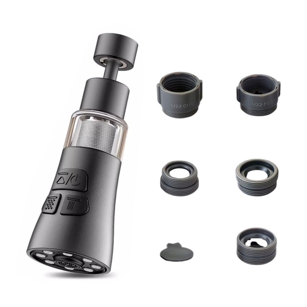 360°Swivel Spout Kitchen Tap Spray Head Tap Attachment Spray with 3 Modes for Kitchen Tap Replacement Spray Head,Removable for Cleaning, Built-in Filter mesh