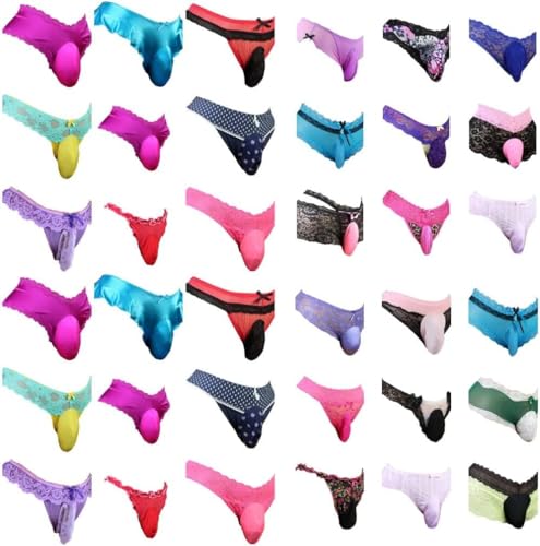 yosriling Sissy Pouch Panties For Men Assorted Men's Underwear Sexy Briefs Lace Bikini Thong G-string Low Rise For Daily Wear