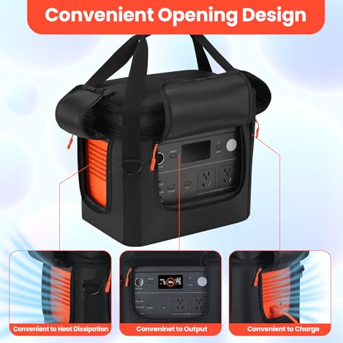 Portable Carrying Bag Compatible with Jackery Explorer 1000 V2, Soft Power Station Storage Case with Padding, Generator Covers with Side Zipper, Multi-Pocket, Shoulder Strap, 13.78*10.23*10.8in - Image 5