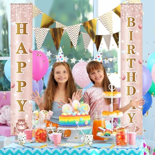 Image of Birthday Decorations Banner, Happy Birthday Door Sign for Men Women Boys Girls Ideal Birthday Decorations Party Supplies Outdoor Indoor 72 x 12 Inch