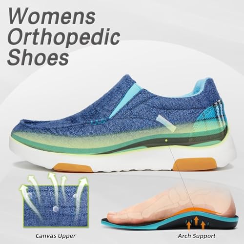 Image of OrthoComfoot Women's Orthopedic Slip-On Loafers Walking Shoes: Comfortable Plantar Fasciitis Loafers with Arch Support for Flat Feet, Casual Orthotic Shoes for Foot and Heel Pain Relief