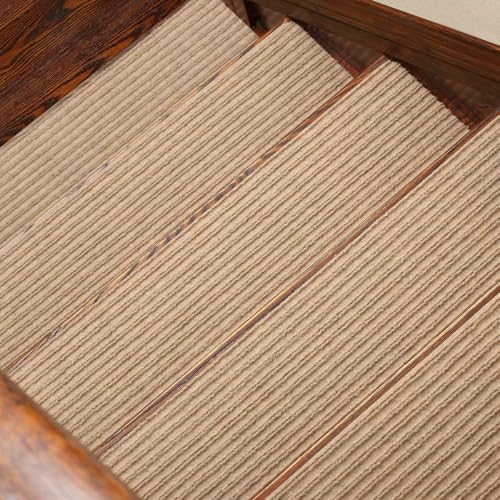 Alfombrillas lavables antideslizantes para peldaños de madera de interior 2