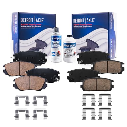 Image of Detroit Axle - Brake Pads for 10-17 Chevrolet Equinox GMC Terrain 2010 2011 2012 2013 2014 2015 2016 2017, 4 Front & Rear Ceramic Brake Pads Replacement