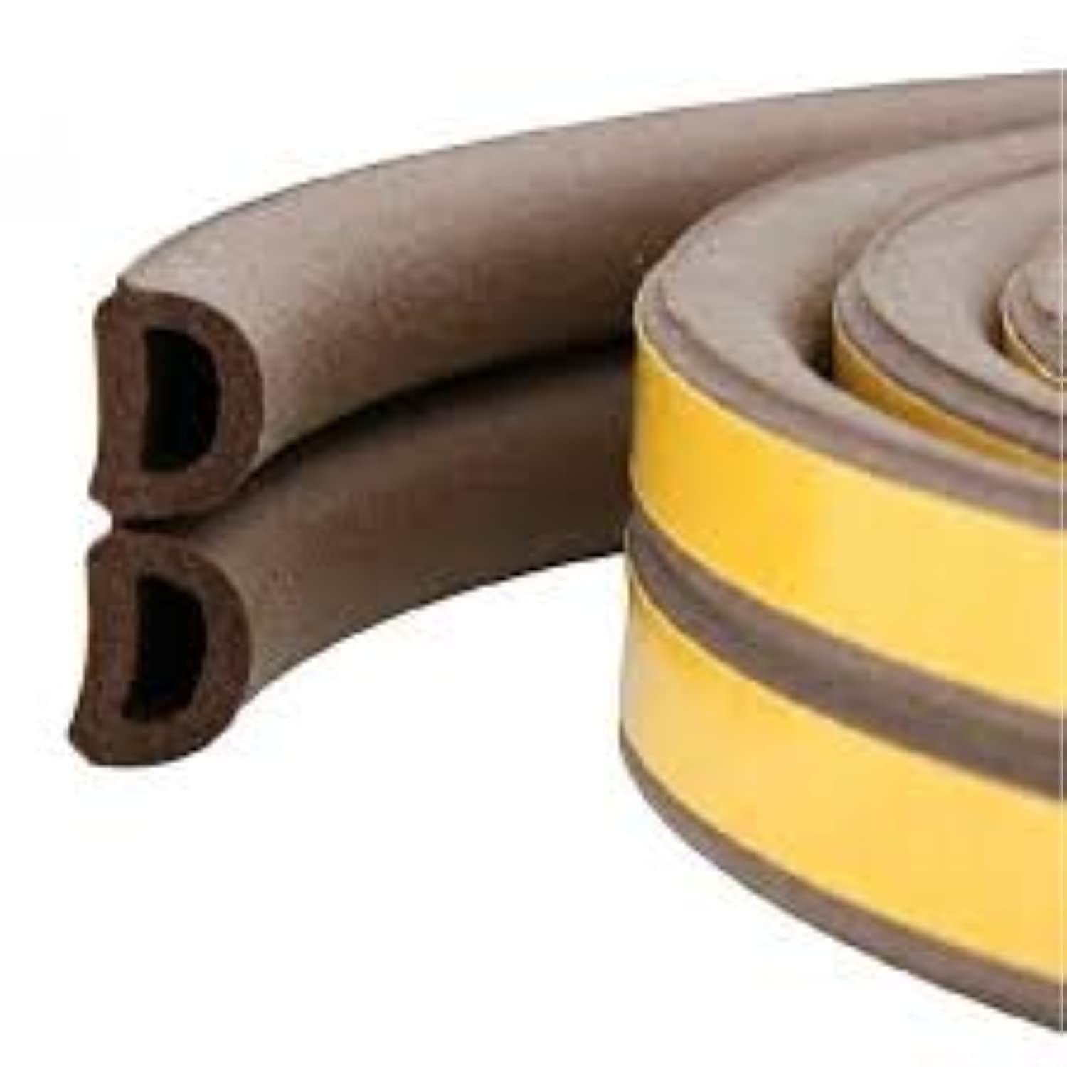 Stick&Seal[R] D Shaped, Self-Adhesive EPDM Doors and Windows Seal Strip Soundproofing Collision Avoidance Rubber Weather-strip 6 Meter (2 x 3 M = 6 Meter) (1, BROWN)