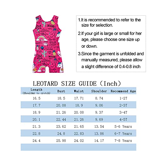 Girls Gymnastics Leotards Size 5-6 Years Old Hot Pink Unicorn Rainbow Biketard One Piece Fitted Classic Gym Unitard #TOP6