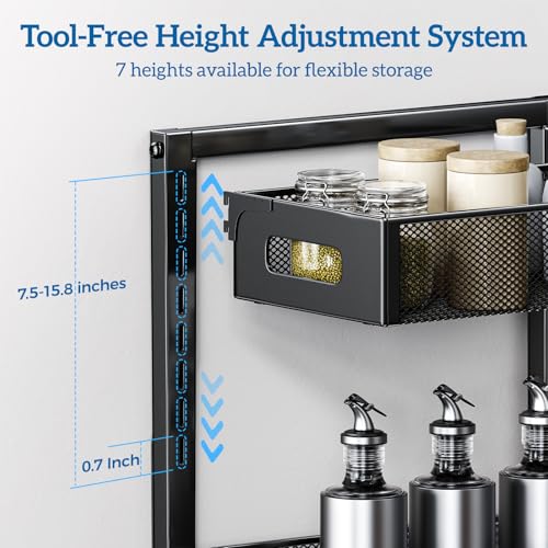 Image of Under Sink Organizer for Bathroom & Kitchen, Under Cabinet Storage Shelf, Bathroom Cabinet Organizer Vanity Drawer Pantry Organization, Multi-Purpose Under Sink Slide Out Storage Shelf