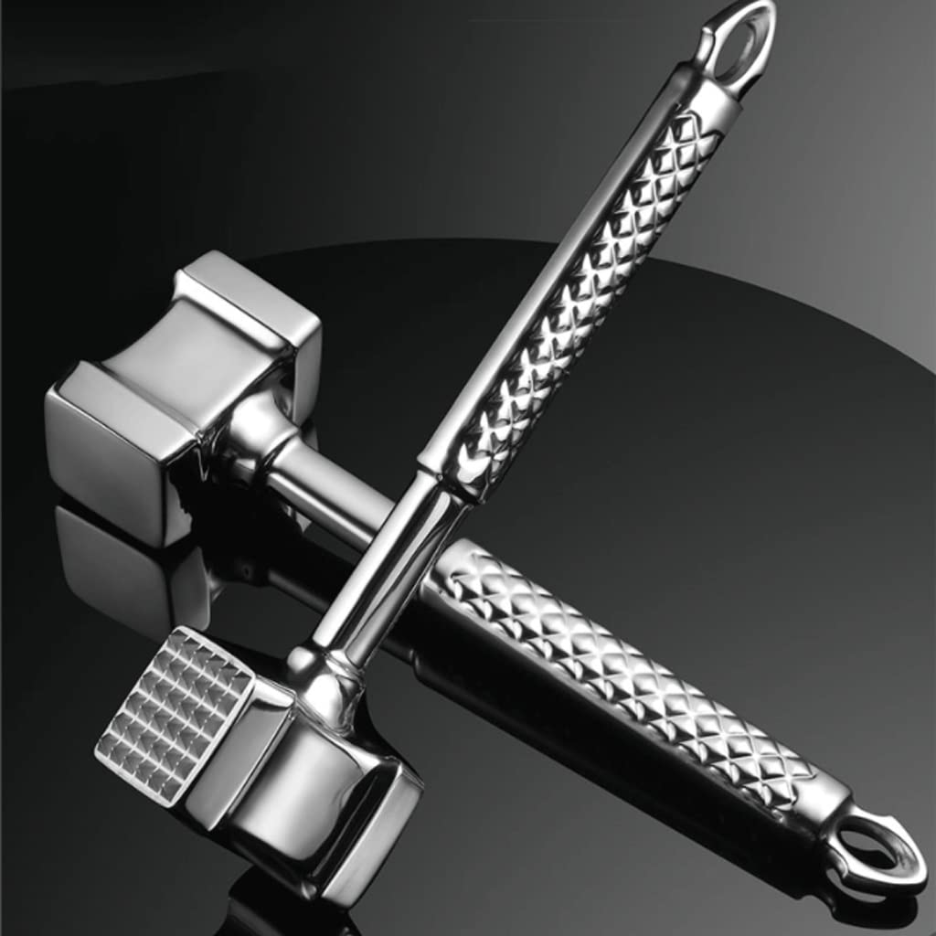 Fleischklopfer Hammer, Fleischklopfer aus Edelstahl, doppelseitiger Fleischklopfer mit Hakendesign, Fleischhammer for die Haushaltsküche, Steakschläger(Type a)