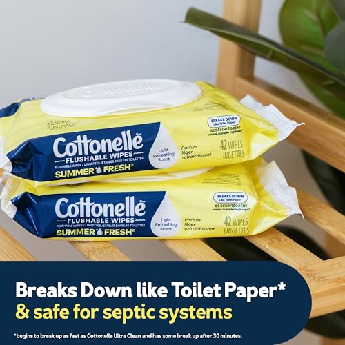 Image of Cottonelle Summer Fresh Scented Flushable Wipes, 2 Flip-Top Packs, 42 Wet Wipes per Pack