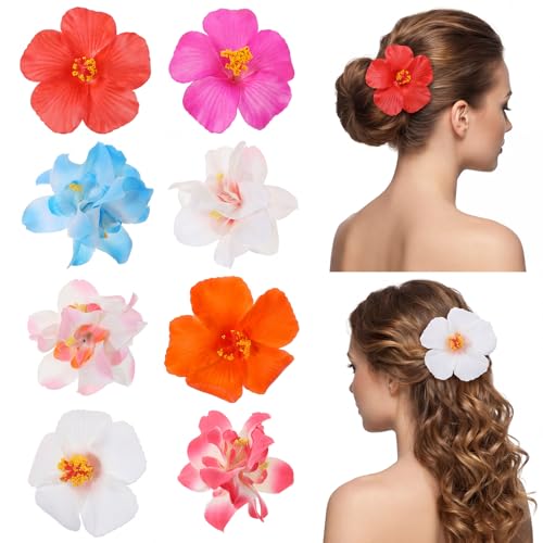 8 Pinzas de cabello flor Plumeria, accesorio tropical miniatura 1