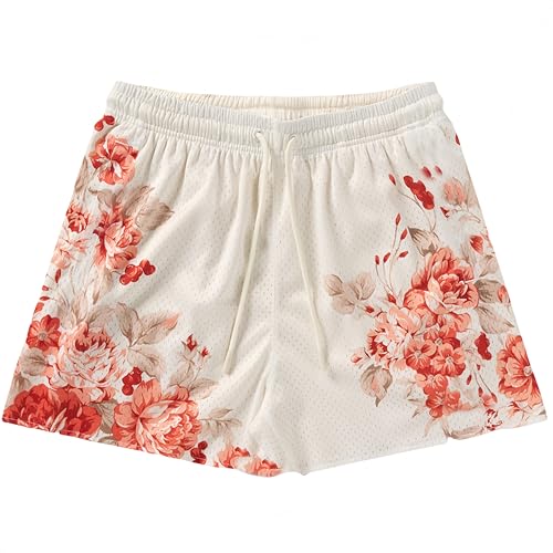 Mens Mesh Graphic Print Athletic Running Shorts Lightweight Quick-Dry Shorts for Basketball Gym Workout