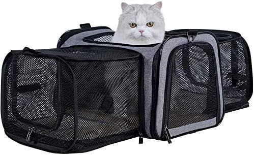 Petsfit17" x 11" x 11" Expandable Pet Carrier Airline Approved for Travel, Maximum Pet Weight 18 Pounds, for Cat Kitten Puppy, Gray
