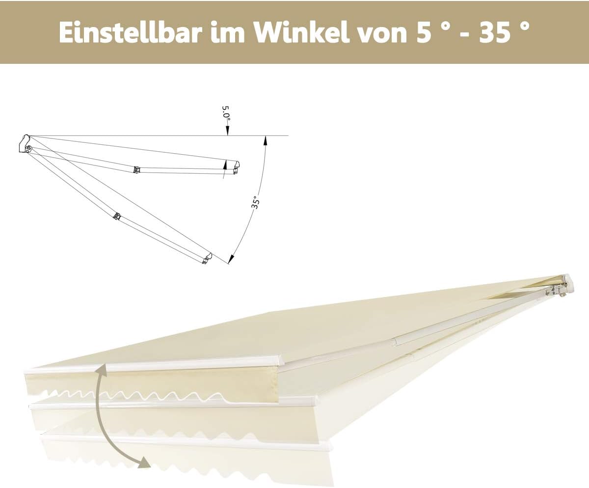 Awning angle adjustment diagram