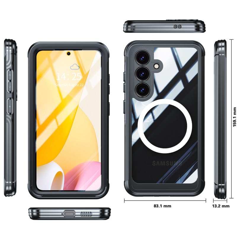 Image of LuxuryKase Shockproof Front & Back Cover for Samsung Galaxy S25 Plus with Full Body Protection | Strong Grip | Camera & Screen Guard | Wireless Charging Support | Durable TPU+PC Design - Black