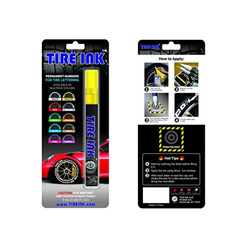 Tire Ink | Paint Pen for Car Tires | Permanent and Waterproof | Carwash Safe (1 Pen, Yellow)