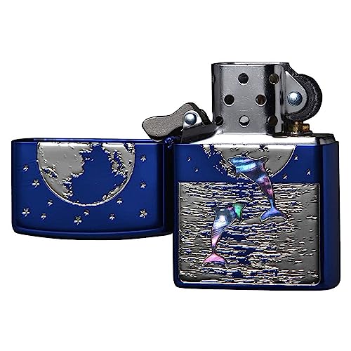 Zippo encendedor a prueba de viento con delfín y diseño azul miniatura 3