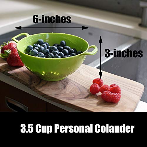 Culinary Elements 6-Inch, 3 Cup Personal Colander With Dual Handles For Fruit & Vegetable Portion Control #9956, 2 Pack - Thumbnail 2