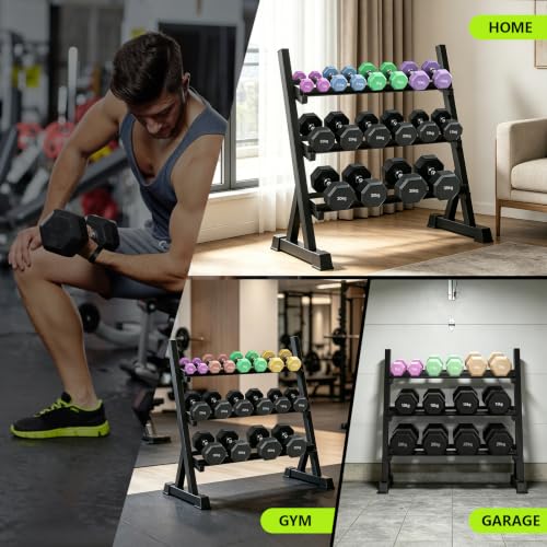 Image of Grefinity 3 Tier Dumbbell Rack, Weight Rack for Home Gym, Stand Only