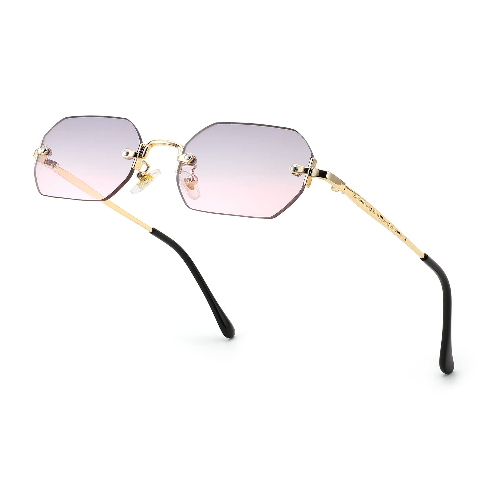 Vintage Rectangle Sunglasses Rimless Frameless Candy Color 