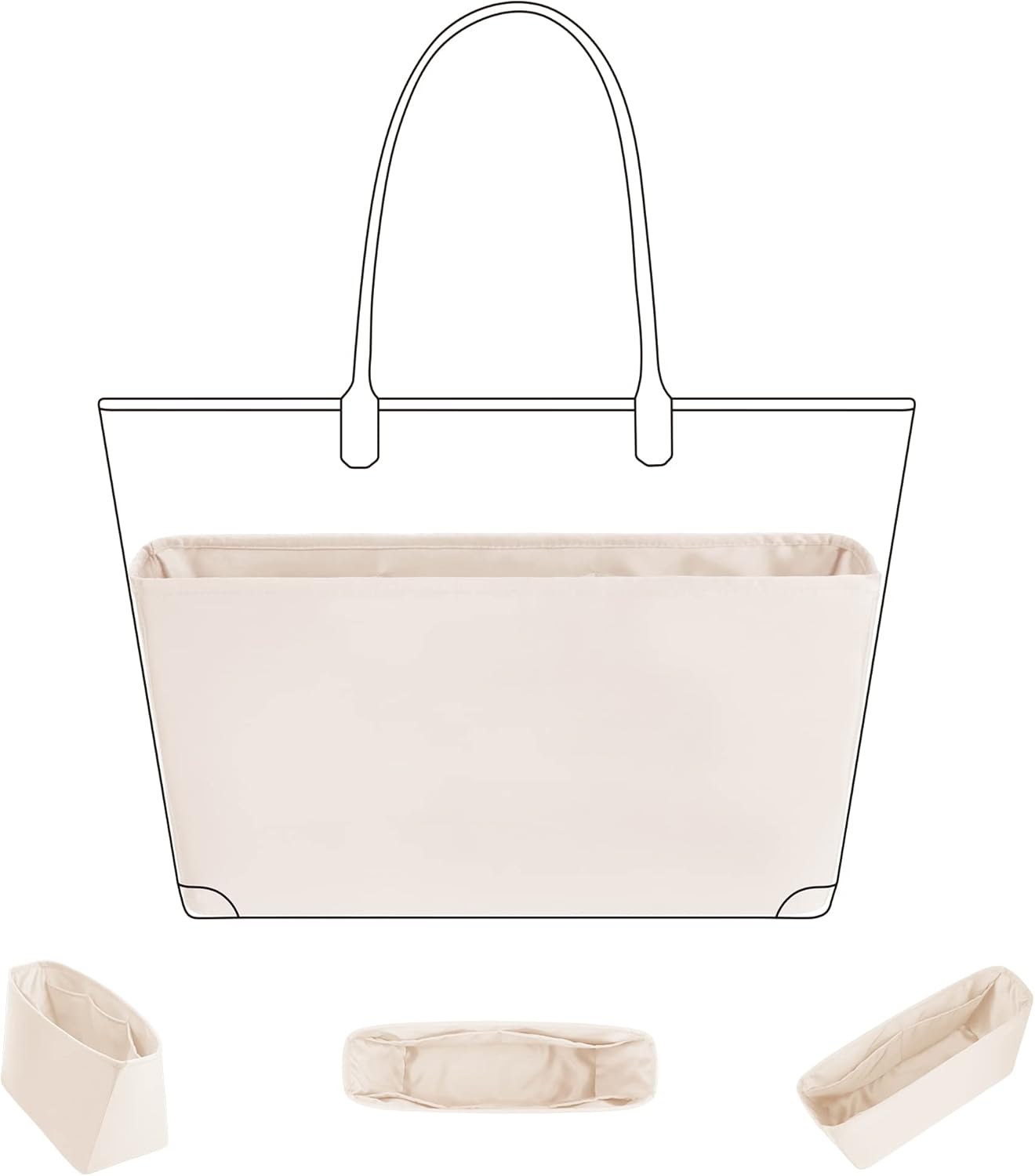 DGAZバッグインバック インナーバッグ 高級シルク サテン バッグオーガナイザー バッグインバッグ 収納バッグ 多機能ポケッ