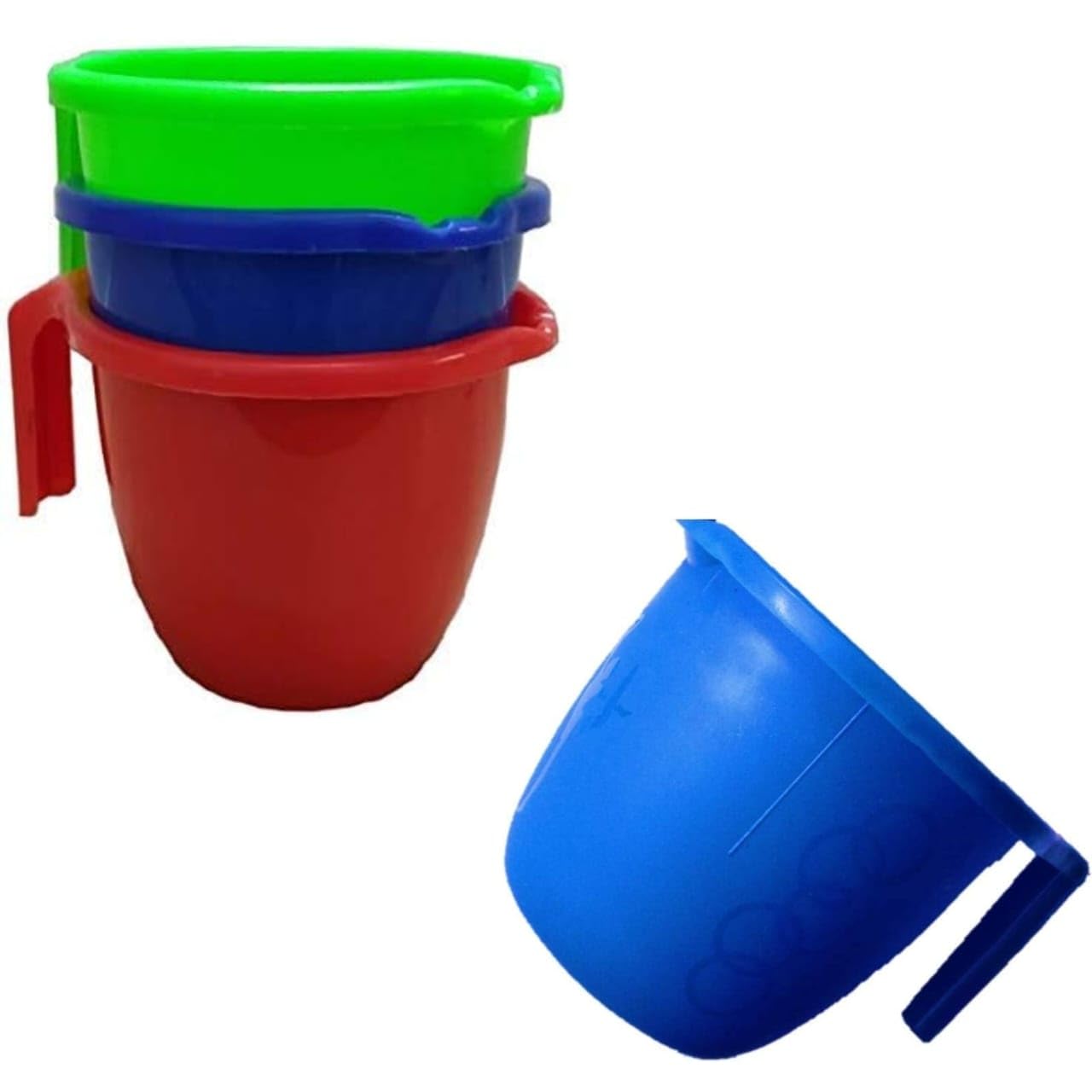 WAAOME (Pack of 4) Plastic Bathroom Mug | Water Magga |Strong Plastic Material & Great Capicity|Size 14 x 14 x 12 CM Standard (B896)