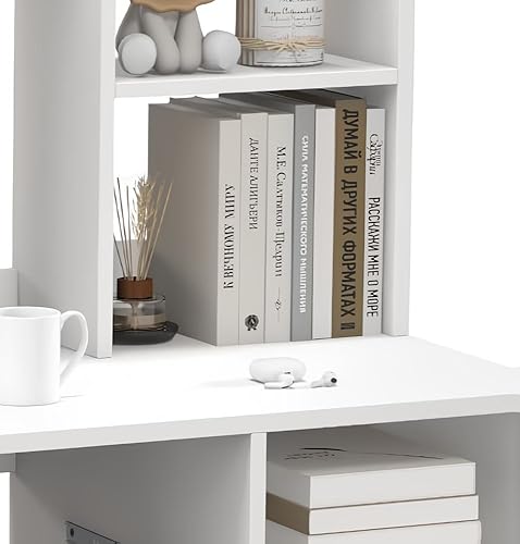 Amazon.com: IFANNY White Computer Desk with Hutch, Wood PC Table w